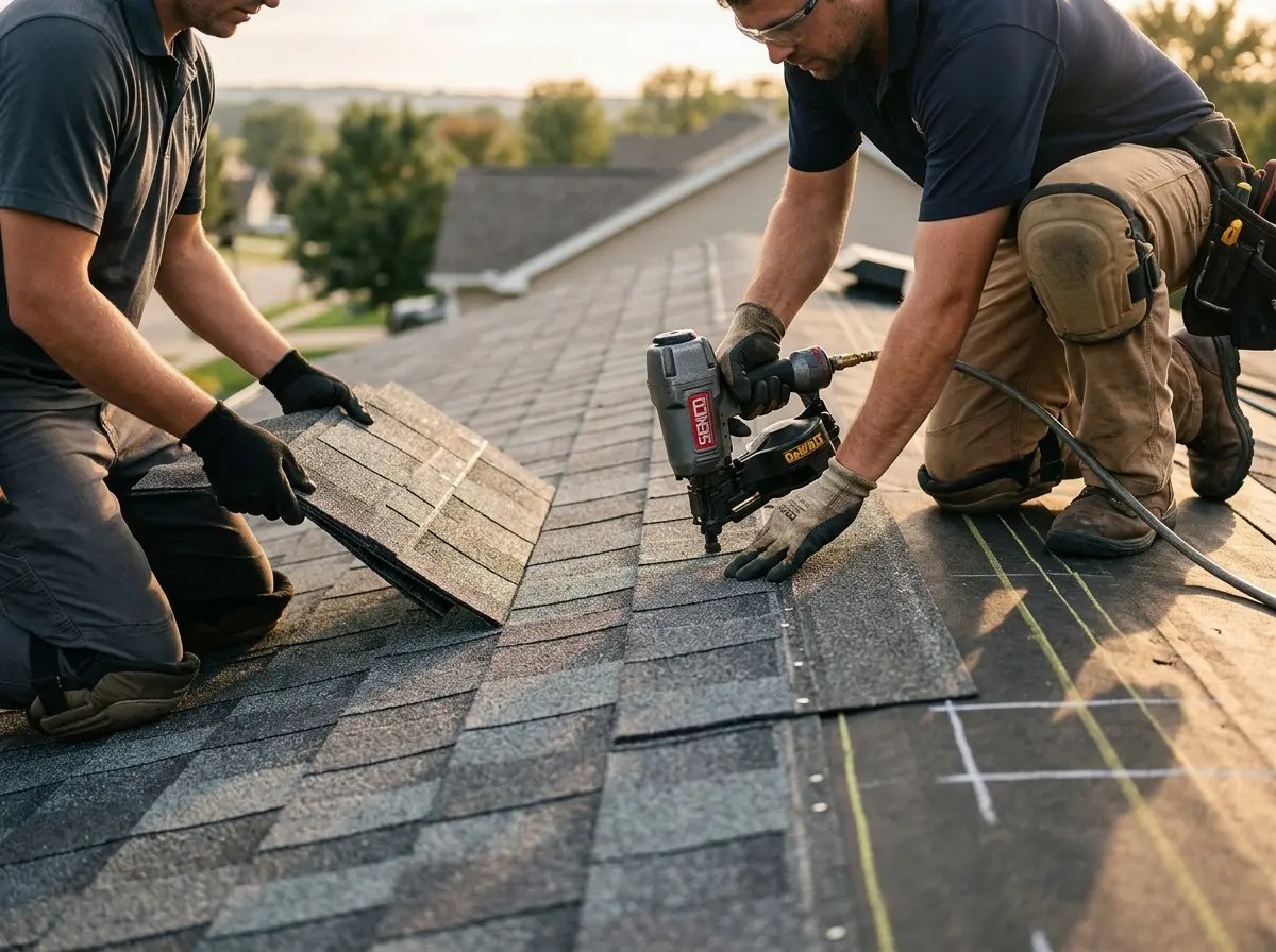 Professional roofer working on a residential roof in Beaverton